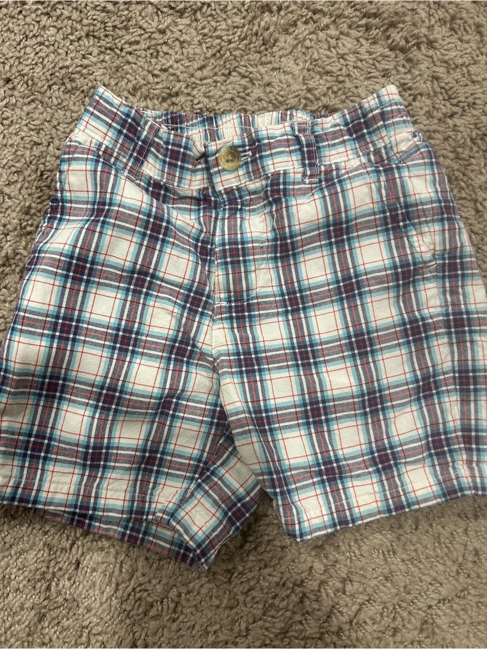 Plaid Cotton baby boy’s Shorts in White and Blue